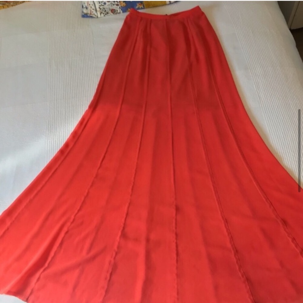Statement High Waist Maxi Skirt Coral Red - Picture 5 of 8